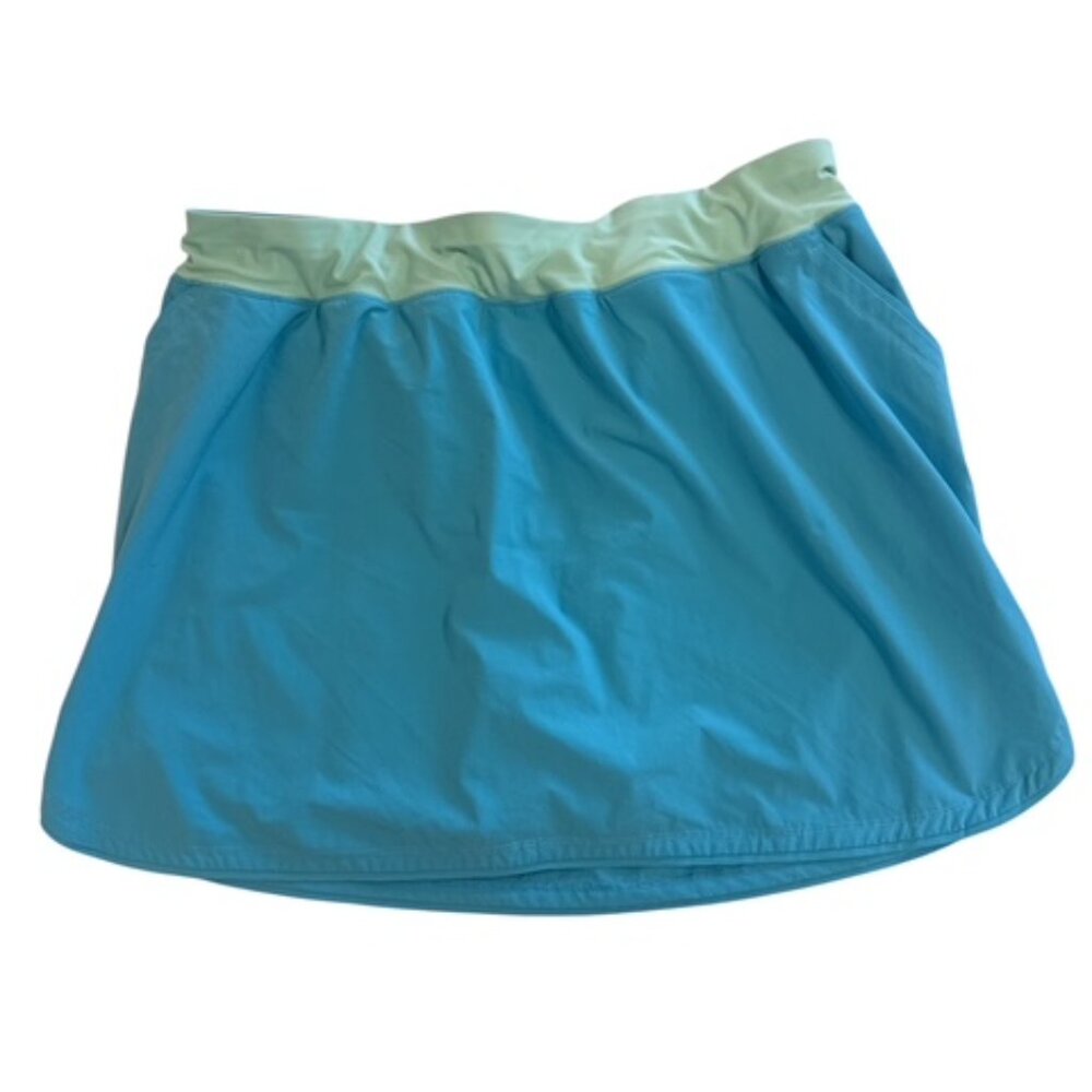 Lands' End Women's Quick Dry Board Skort Swim Skirt Blue Color Block Size 22W